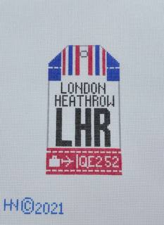 London Heathrow LHR Retro Travel Tag by Hedgehog Needlepoint (thumbnail)