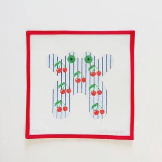 Cherries on Blue Stripes by Kristine Kingston (thumbnail)