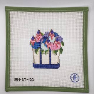 Red, White and Bloom Tote by Wheelhaus Needlepoint (thumbnail)