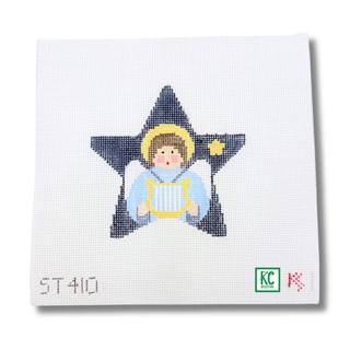 Angel with Lyre Star Ornament Canvas by Kathy Schenkel (thumbnail)