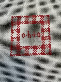 Ohio State Gingham Mini Square by Needlepoint by Laura (thumbnail)