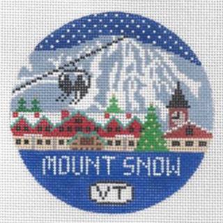 Mt. Snow Round Canvas by Doolittle Stitchery (thumbnail)