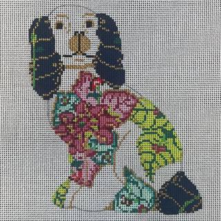 Phu Phu Tobacco Leaf Staffy Facing Right by The Gingham Stitchery (thumbnail)