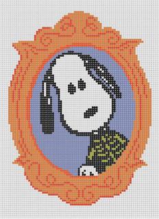 PEANUTS Halloween - Framed Snoopy Skeleton Canvas by Officially Needlepoint (thumbnail)