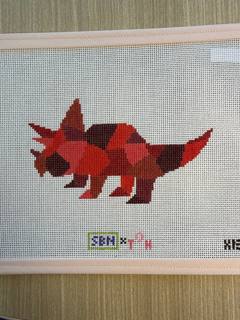 Red Triceratops by Susan Battle Needlepoint (thumbnail)