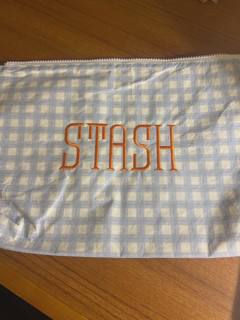Medium Stash Bag in Blue Picnic - Embroidered with Stash by Wipstitch Needleworks (thumbnail)