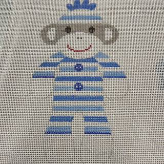 Sock Monkey - Blue Striped PJ's by J. Malahy Designs (thumbnail)