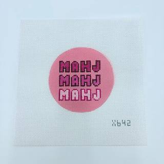 Mahj Pinks Round Canvas by Alice Peterson (thumbnail)