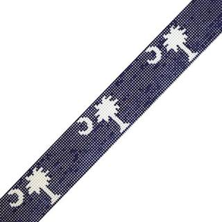 Palmetto & Moon Belt - White on Navy Background by Meredith Collection (thumbnail)