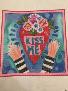Kiss Me Heart w/ Flowers and Hands by Kate Dickerson Needlepoint Collections (thumbnail)