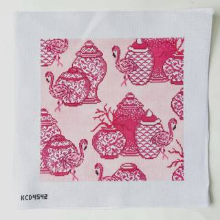 Flamingos and Fire Square Pillow Canvas by KCN Designers (thumbnail)