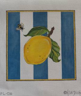 Lemon & Bee on Blue Stripes by Kate Dickerson Needlepoint Collections (thumbnail)