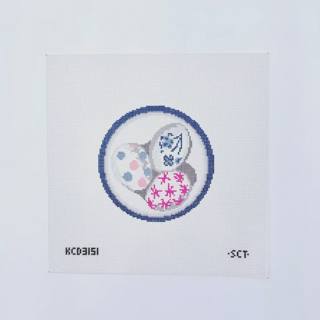 Life Is Like a Bowl of Eggies Round Printed Canvas by KCN Designers (thumbnail)