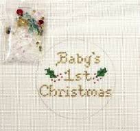 Baby's 1st Christmas w/ Holly -- Gold Letters by Kate Dickerson Needlepoint Collections (thumbnail)
