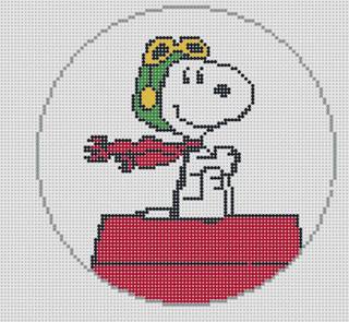 PEANUTS "A Charlie Brown Christmas" - Snoopy Flying Ace 5" Round by Officially Needlepoint (thumbnail)