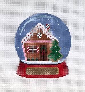 Snow globe, Gingerbread House by Susan Roberts Needlepoint (thumbnail)