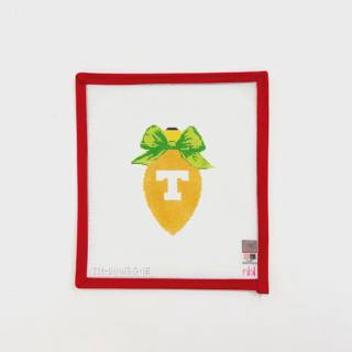 Tennessee Volunteers Christmas Bow Light Bulb, green bow by Needlepoint by Laura (thumbnail)