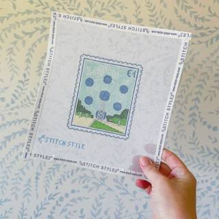 Brussels Atomium Travel Stamp Canvas by Stitch Style Needlepoint (thumbnail)