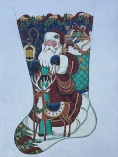 Teal Santa Stocking by Rebecca Wood Designs (thumbnail)