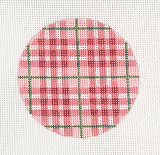pink plaid print ornament by Kate Dickerson Needlepoint Collections (thumbnail)