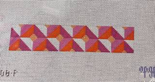 Color Block Key Fob in Pink/Orange by melissa loves needlepoint (thumbnail)