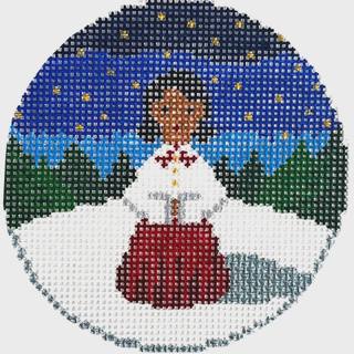 Caroler Dark Hair by Anne Fisher Needlepoint (thumbnail)