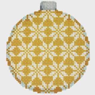 Nordic Snowflake/Gold Ball Ornament by Two Sisters Needlepoint (thumbnail)