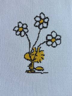 PEANUTS Everyday - Woodstock with Daisies Canvas by Officially Needlepoint (thumbnail)