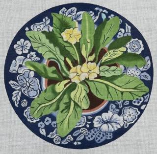 Primrose on Blue Plate by Liz Goodrick-Dillon (Tapestry Tent, via Susan Roberts) (thumbnail)