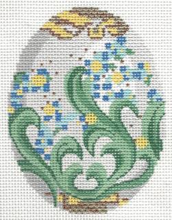 Faberge Egg - Green Swirls on Grey by Lee's Needle Arts (thumbnail)