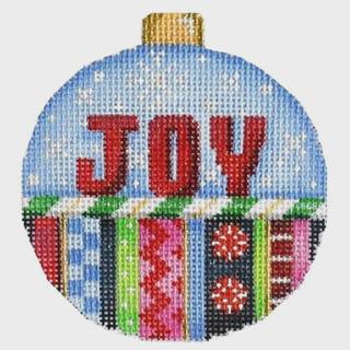 NTG TS346 - Joy/Stripes Ball Ornament Large by Two Sisters Needlepoint (thumbnail)