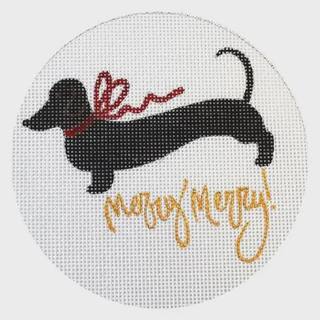 Merry Merry - Black Dachshund White by Camilla Moss Designs (thumbnail)