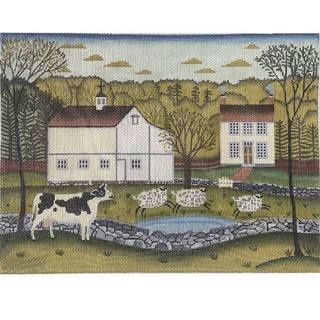 White Barn with Sheep by Painted Pony Designs (thumbnail)