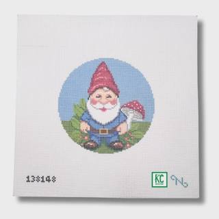Mushroom Gnome Round Needlepoint Canvas by Needlepaint (thumbnail)