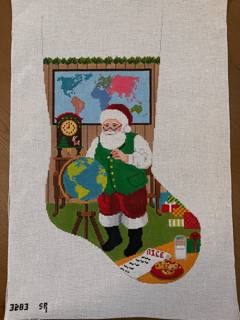 Mapping the Route Stocking by Susan Roberts Needlepoint (thumbnail)