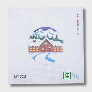 North Pole Workshop Round Canvas by Needlepaint (thumbnail)