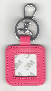 Square Leather Key Fob - Pink by Blue Waters Needlepoint (thumbnail)