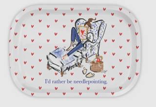 I'd RatherBe Needlepointing Magnetic Catch All Tray by Jennifer Vallez Needlepoint (thumbnail)