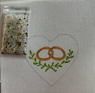 Heart Mini w/clear dome/confetti - Wedding Rings by Kate Dickerson Needlepoint Collections (thumbnail)