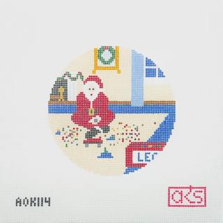 Santa with Building Bricks Round by Ann Kaye Studio (thumbnail)