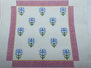 Blue Floral Block Print by Anne Fisher Needlepoint (thumbnail)