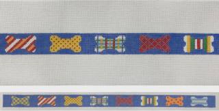 patchwork dog bone, dog collar by Susan Roberts Needlepoint (thumbnail)