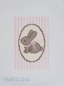 Pink Bunny Striped Oval by Oz Needle and Thread (thumbnail)