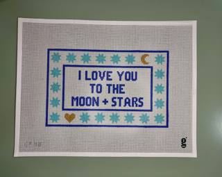 I Love you To the Moon & Stars - Blue Canvas by Goodpoint Needlepoint (thumbnail)