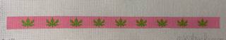 Sunglass Strap – Green Weed Leaves on Pink by Kate Dickerson Needlepoint Collections (thumbnail)