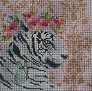 AN410 white tiger w floral crown by Colors of Praise Art Studio (thumbnail)