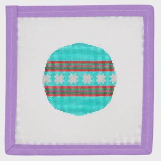 Teal and Pink with Stars in Center Ornament by Little Bird Designs (thumbnail)