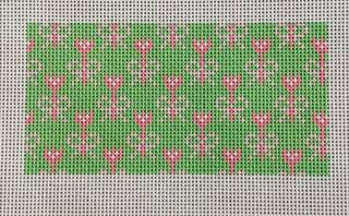 Pink and Green Bow Insert by Anne Fisher Needlepoint (thumbnail)
