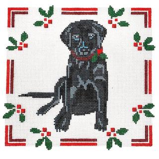 Black Lab Puppy with Holly by Blue Ridge Stitchery (thumbnail)