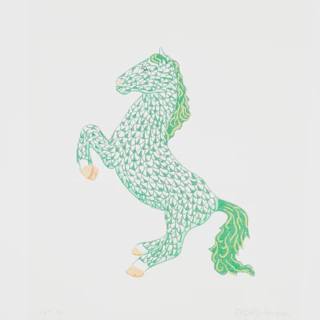 Emerald Green Fishnet Rearing Horse by Kate Dickerson Needlepoint Collections (thumbnail)
